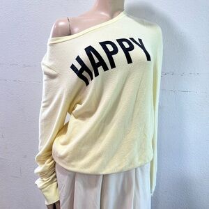 Wildfox Yellow 'HAPPY' Sweatshirt